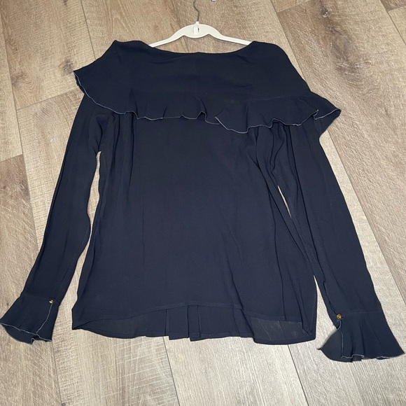 CHANEL Navy Blue Ruffle Blouse - Picture 11 of 12
